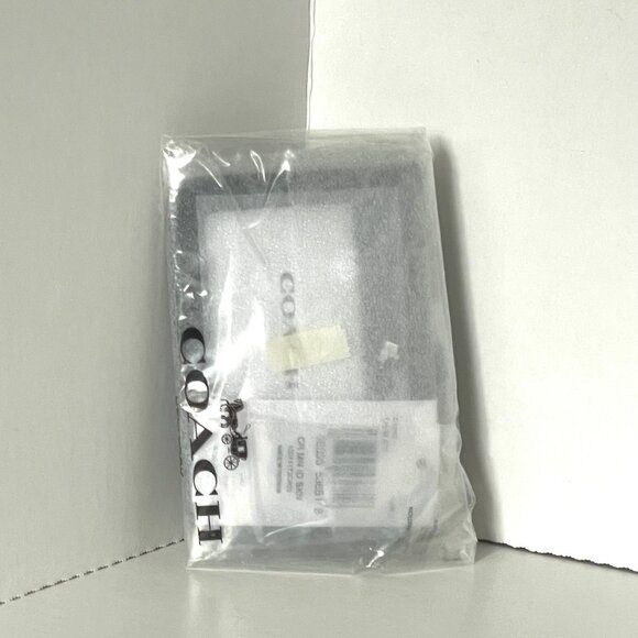 Coach Essential Mini ID Card Case Wallet Keychain Crystal Black Leather CX249 - Picture 3 of 10